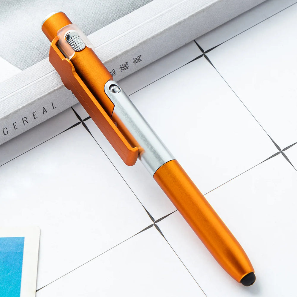 4 In 1 Multifunction Ballpoint Pen with LED Light Fold Phone Holder Night Read Writ additional angle