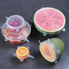 6pcs/set Silicone Stretch Lids, Reusable Durable Food Storage Lids for Bowls, Silicone close-up view