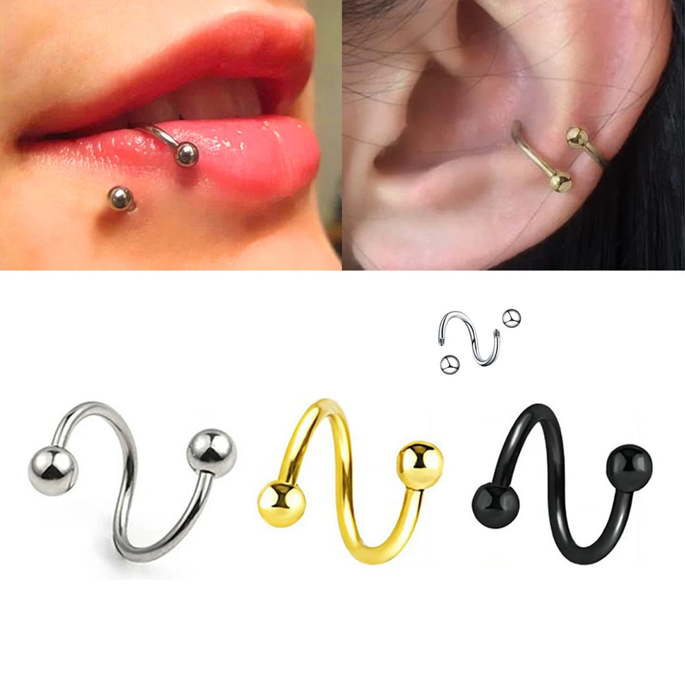 Women's Spiral Earrings Piercing Jewelry Multi-Use Body Jewelry - Lips Nose Septum Tr alternate view