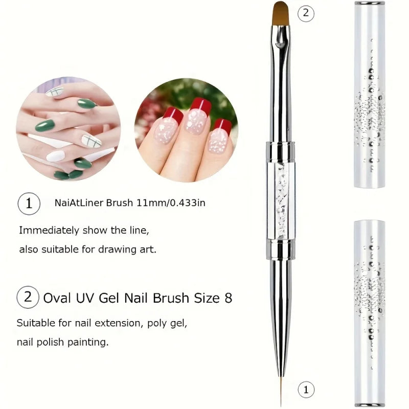 1PC Double-ended Nail Art Brush,Odorless Gel and Nail Design Tool,2-in-1 Polymer Gel B close-up view