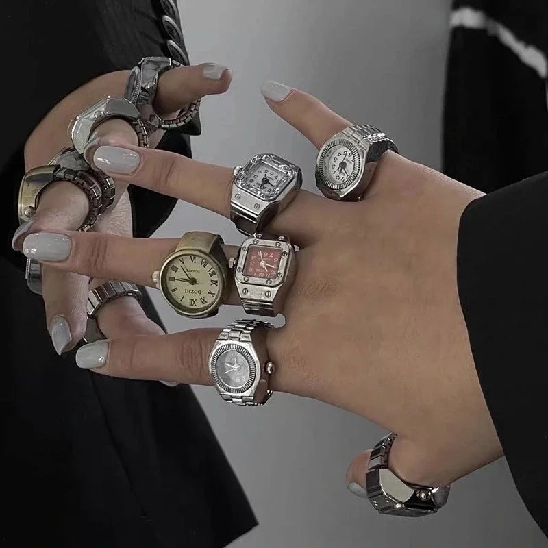 Retro Roman Vintage Punk Finger Watch Ring