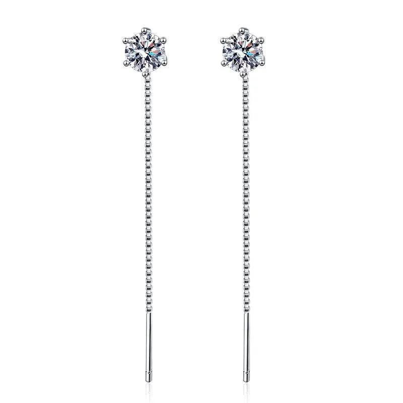 New 925 Sterling Silver Moissanite Earrings for Women Exquisite Girlfriend Wedding En lifestyle view