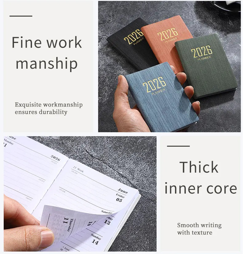 A7 2026 English Planner Book – Mini Pocket Weekly Calendar