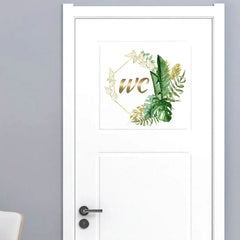 Green Plants WC Wall Sticker | Waterproof Vinyl Bathroom Decoration close-up view