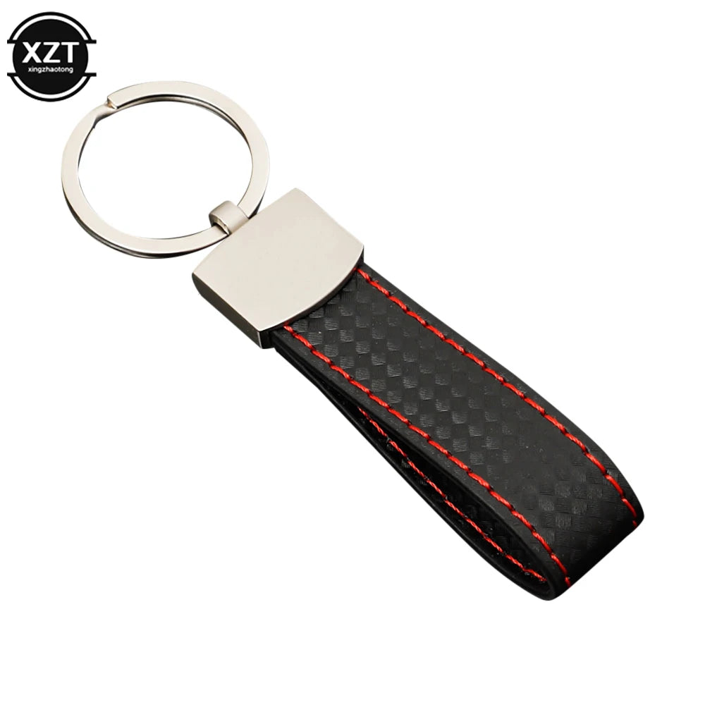 Fashion Black-Red Leather Car Keychain Key Ring | 3-Color Sports Keychain Pendant for alternate view