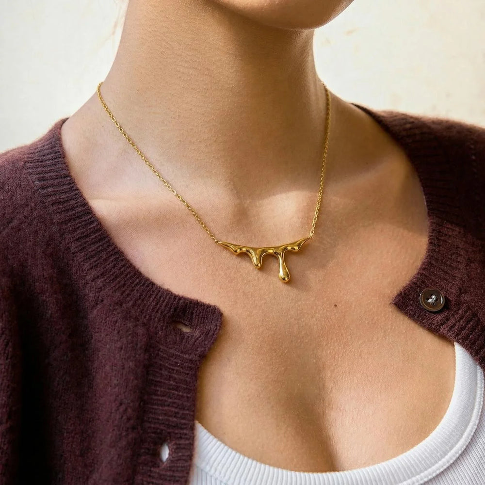 Waterdrop Pendant Necklace | Minimalist Stainless Steel Teardrop Jewelry for Women lifestyle view