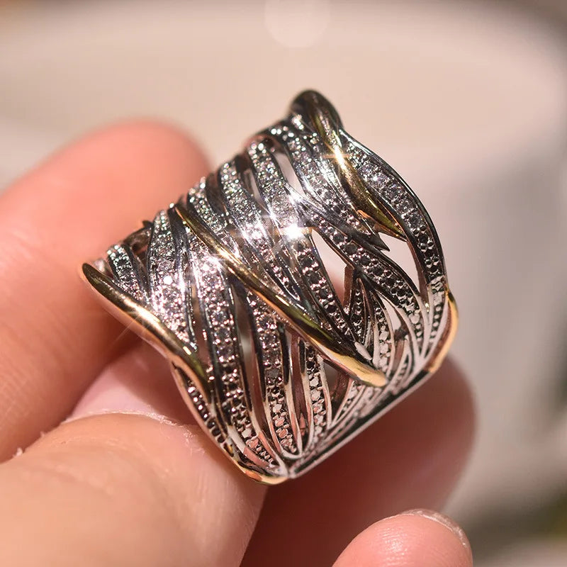 New 925 Sterling Silver Ring Inlaid Crystal Zircon Ring For Woman Charm Jewelry Gift close-up view
