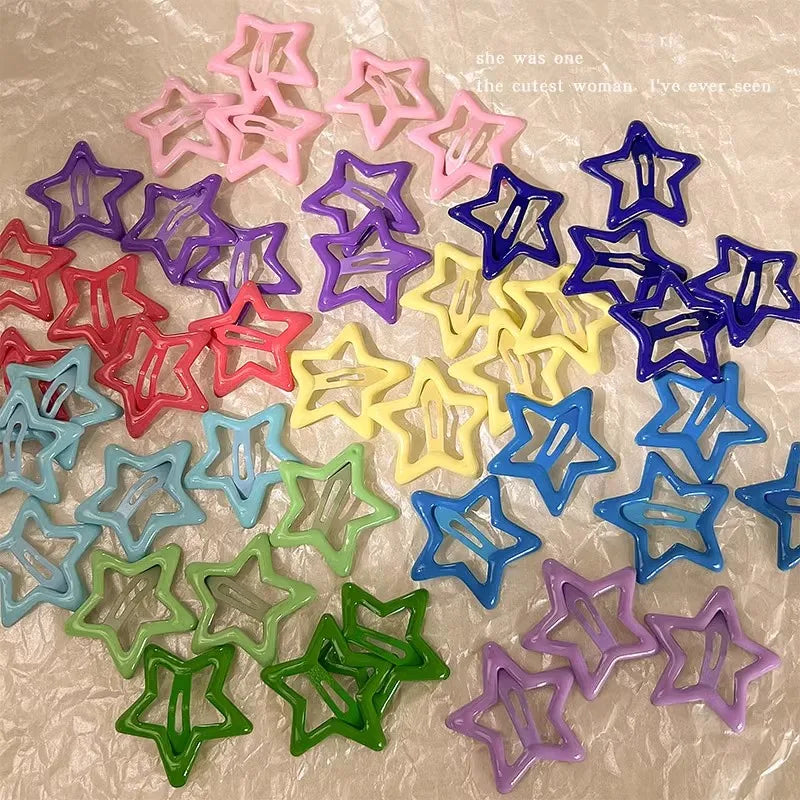 Colorful Kawaii Star Barrettes Y2K Spicy Girls BB Solid Star Hairclips Metal Snap Clip Headdress Hair Jewelry Gifts Wholesale