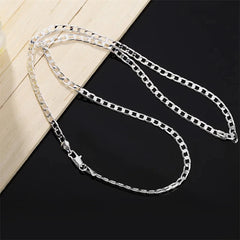 Men's Silver Color Necklace 2/4/6/8/10/12MM 40-75cm Face Chain Necklace Lobster Clasp Men And Women Engagement Jewelry