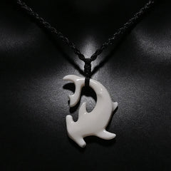 Tribal Hammerhead Shark Bone Pendant Necklace | Hand Carved Maori Amulet Jewelry