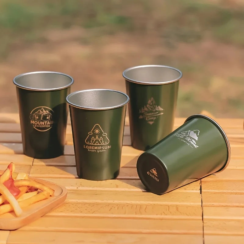 350ml Stainless Steel Beer Mug Outdoor Camping Beer Coffee Cup Milk Mug Hiking Picnic BBQ Portable W
