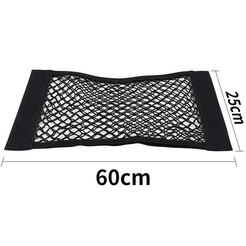 Nylon Mesh Trunk Organizer Rear Seat Net Bag With Magic Tape close-up view