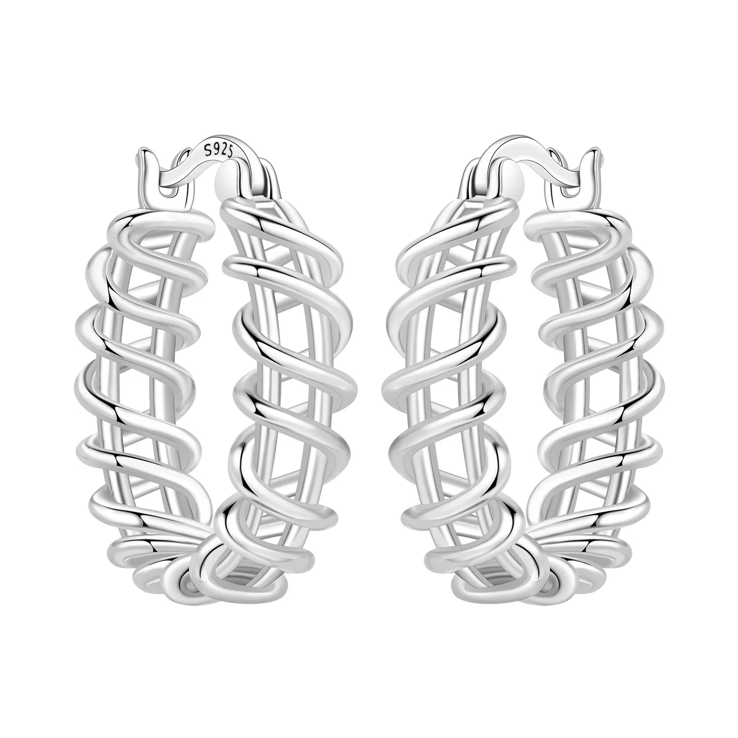 Orstarry S925 Sterling Silver Square Chain With Stone Inlaid Earrings Hoop Earrings F alternate view