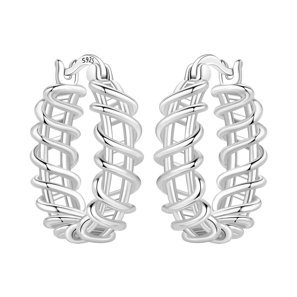 Orstarry S925 Sterling Silver Square Chain With Stone Inlaid Earrings Hoop Earrings F alternate view