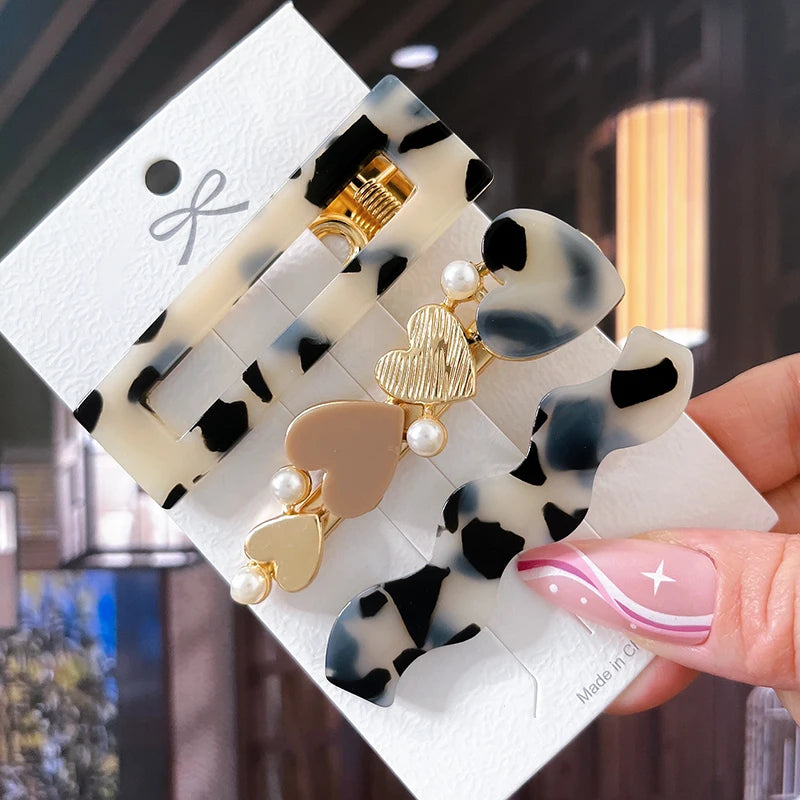2/3pcs Hairpins Set Geometric Acetate Heart Hair Clips for Women Fashion Jewelry Girl alternate view