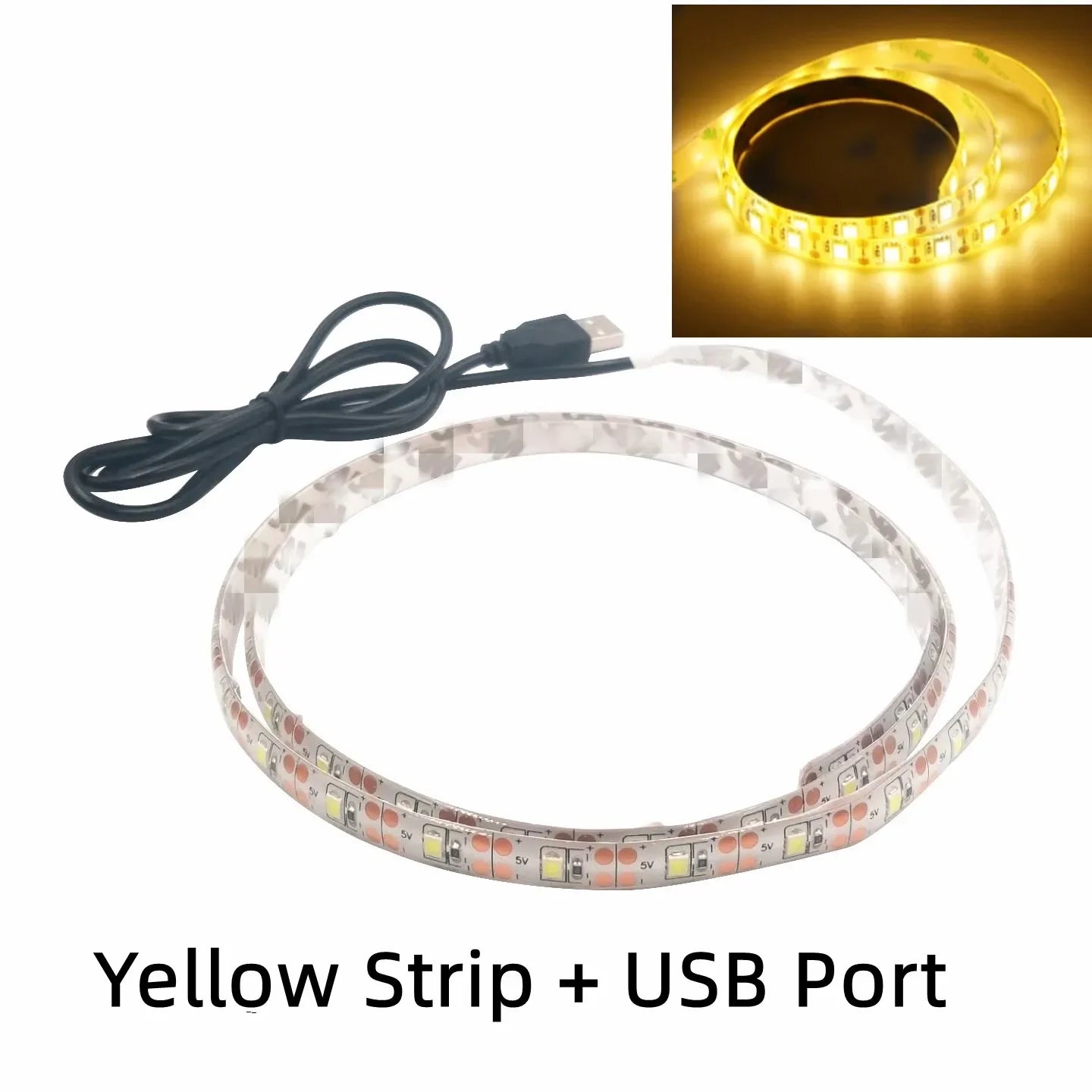 5V USB LED Strip Lights | Flexible Home TV Background Lighting close-up view
