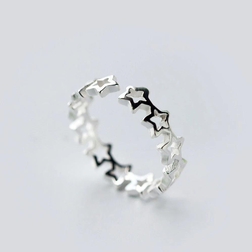 Huitan Fancy Stars Adjustable Opening Rings Women Silver Plated Daily Wear Fashion Ve alternate view