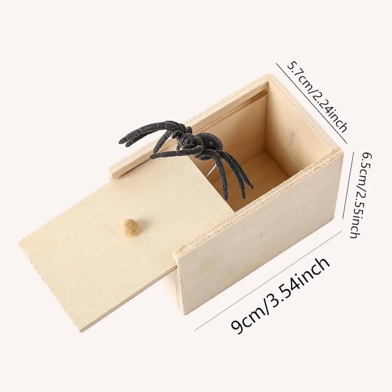 1PC-Wooden Prank Trick Practical Joke Home Office Scare Toy Box Gag Spider Parents additional angle