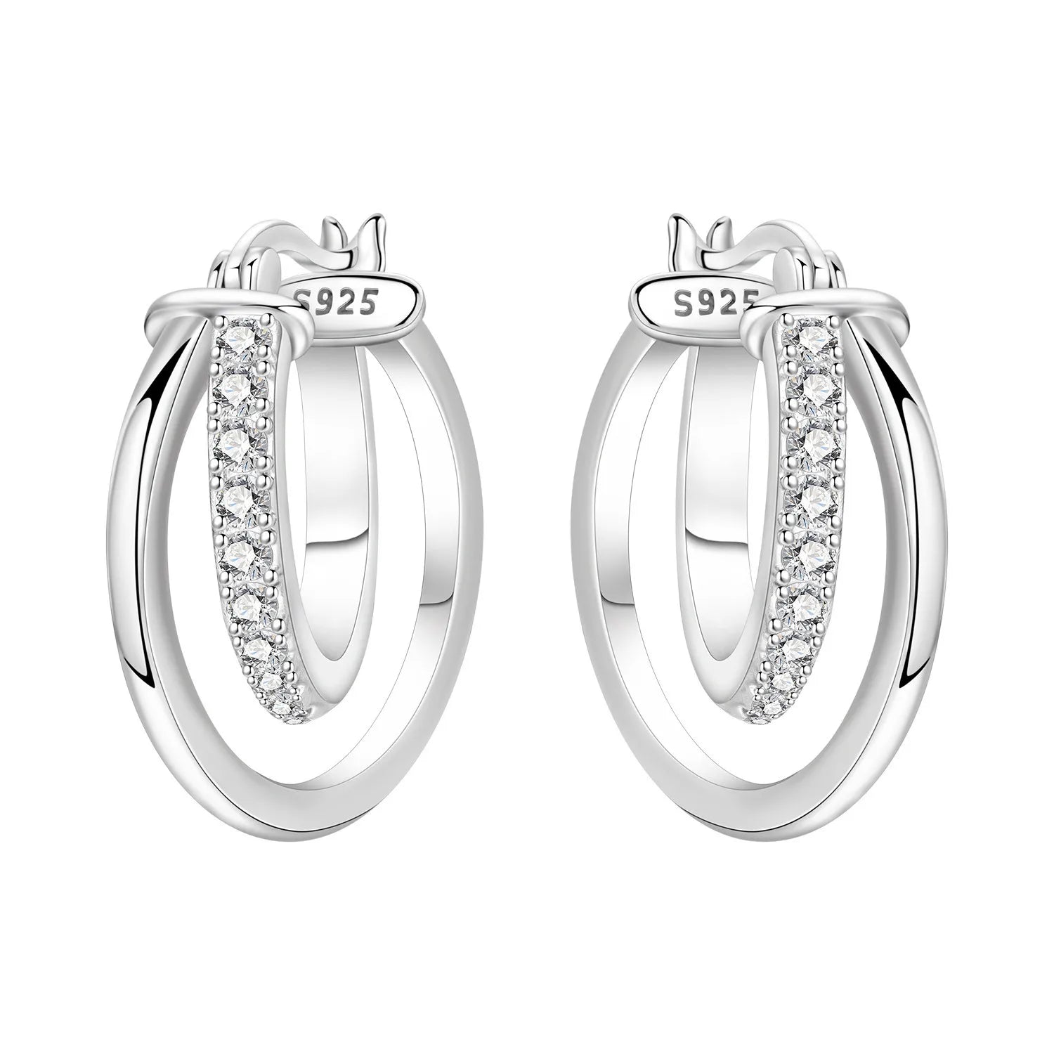 Orstarry S925 Sterling Silver Square Chain With Stone Inlaid Earrings Hoop Earrings F alternate view