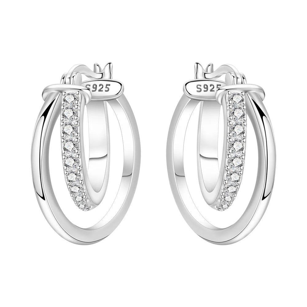 Orstarry S925 Sterling Silver Square Chain With Stone Inlaid Earrings Hoop Earrings F alternate view