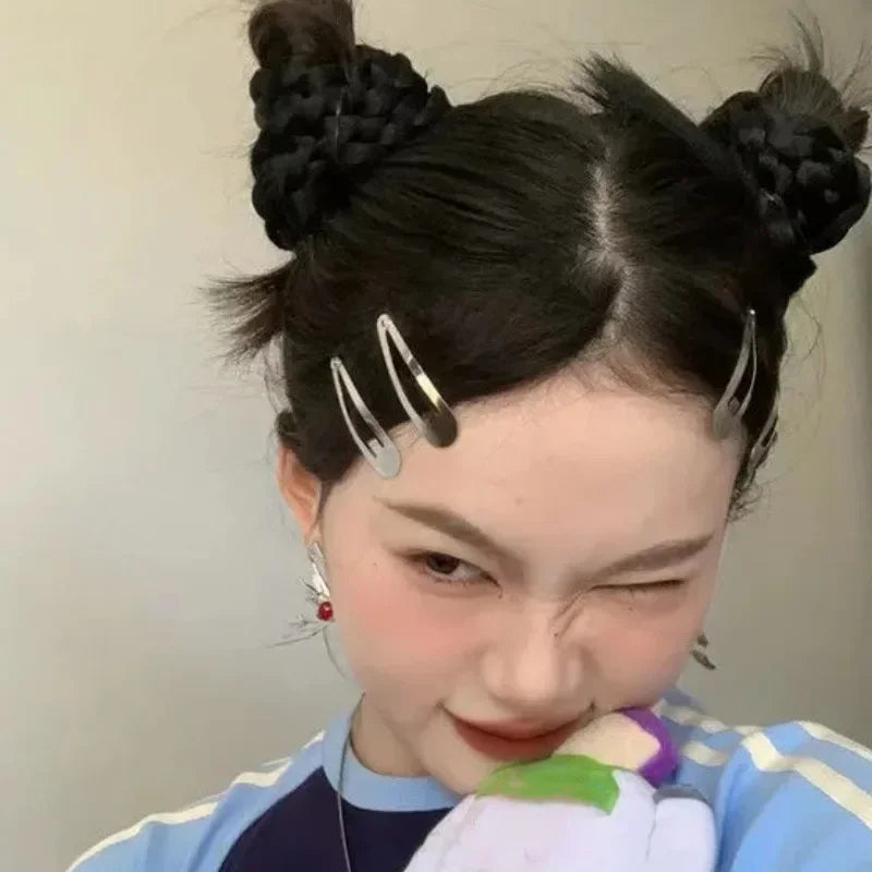 50pcs Silver Metal BB Hair Clips Girls Y2K Punk Drop Shaped Hairpins Hairclips Barret alternate view