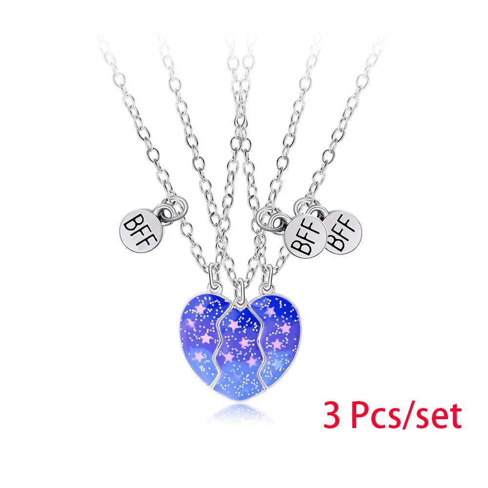 3 Pcs/set Best Friends Pendant Necklace For Woman Magnetic Adjustable Rainbow Daisy L lifestyle view