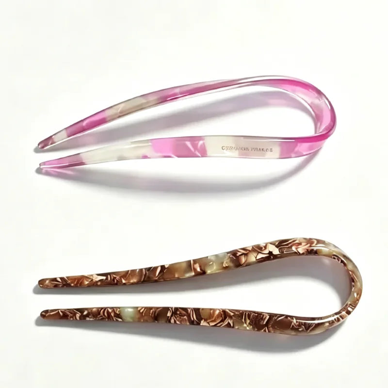 Retro U-shaped Acetate Hairclip for Women Elegant Temperament Ponytail Hairpin Fash additional angle