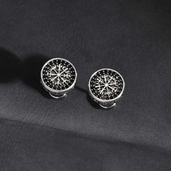 Vintage Gothic Norse Viking Stud Earrings for Men Boys, Rock Punk Runes Round Earring alternate view