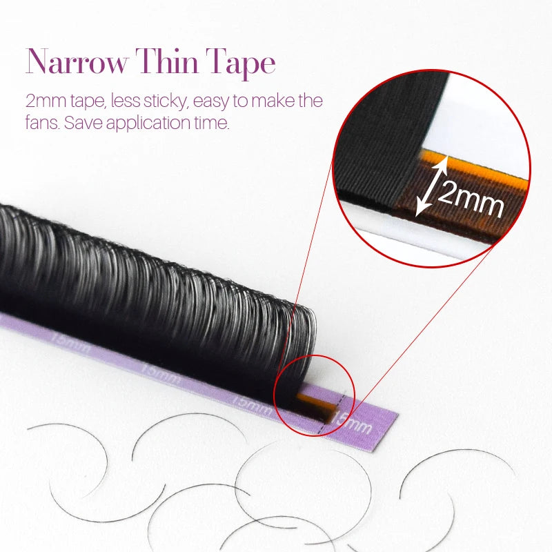 Professional Eyelash Extensions for Salon Use | Natural Soft Tip Pure Black Lashes detail view