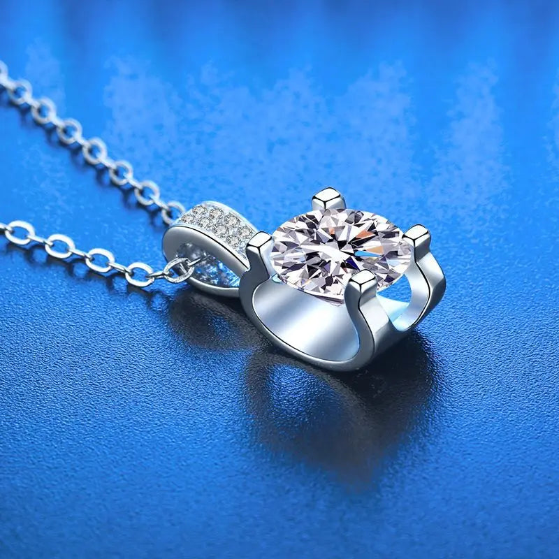 New 925 Sterling Silver Necklace Pendant 5A Zircon For Women Classics Fashion Wedding lifestyle view