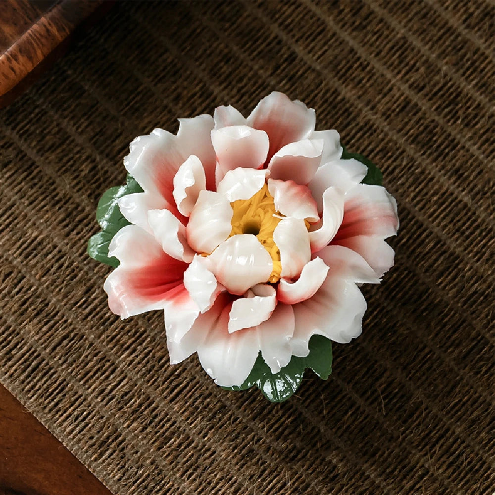 Peony Flower Incense Holder | Decorative Ceramic Incense Burner alternate view