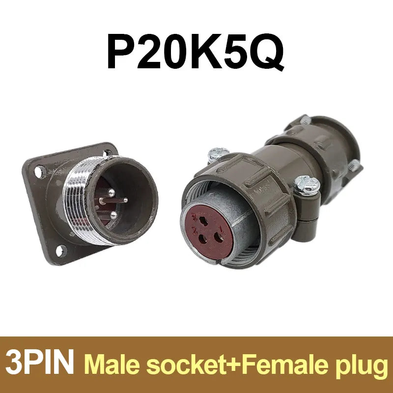 P20 Series Connector 2 3 4 5 7 Core 20mm Plug and Socket | Waterproof Circular Connect close-up view