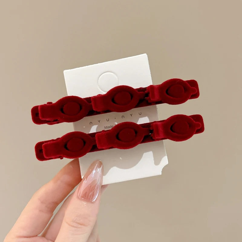 2pcs Korean Style Rhinestone Braided Hair Clip for Woman Elegant Temperament Duckbill Clip Fashion Girl's Side Clip Hairpin