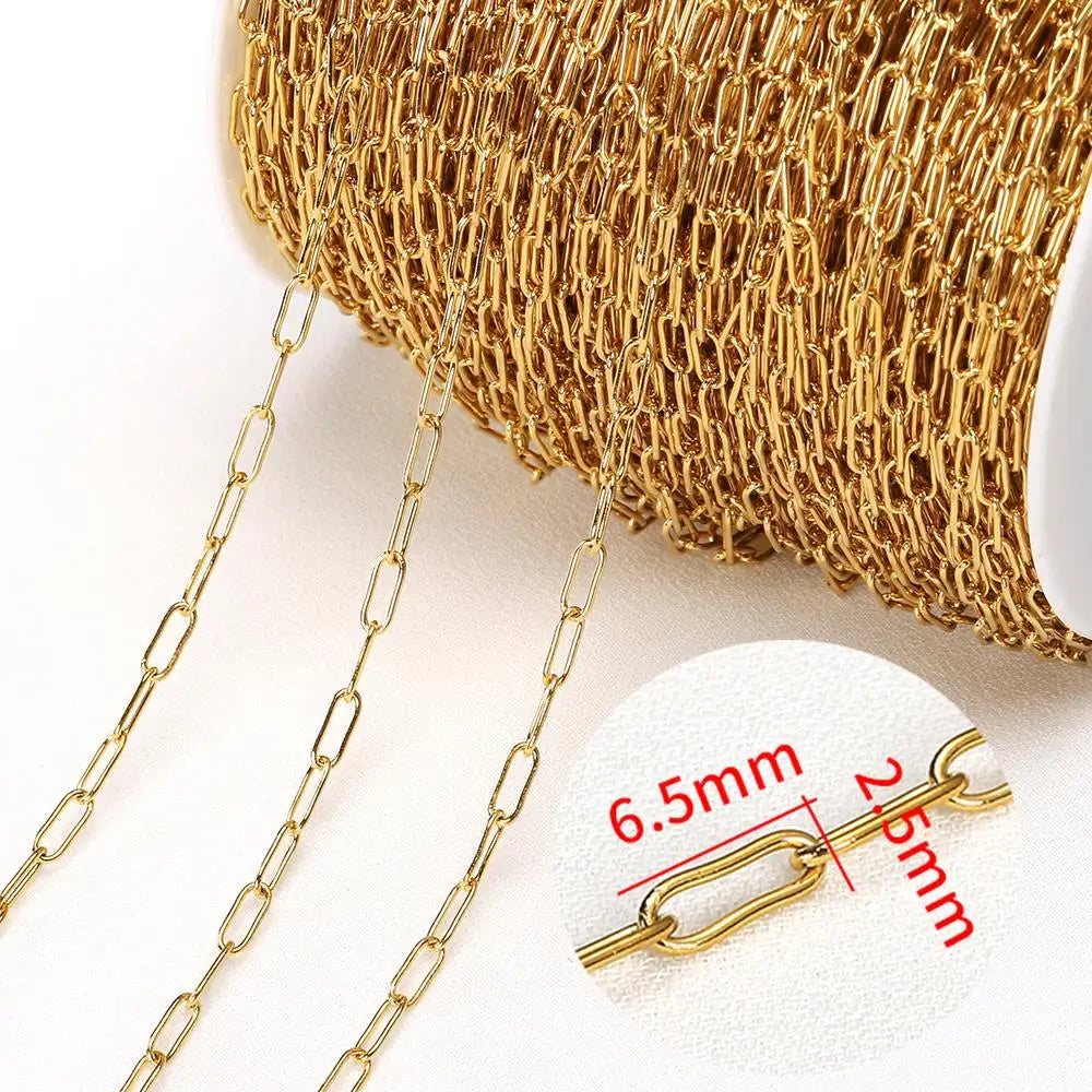 2Meters Stainless Steel Link Cable Gold Chains for DIY Jewelry Making Rolo Chain Beads C detail view