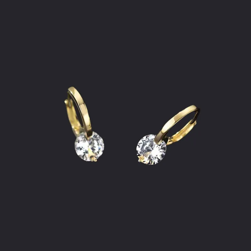 925 Silver Needle Simple Shiny Zircon Earrings Gold Plating Jewelry Crystal Stud Earrings Women