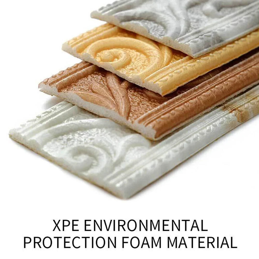 3D Tiles DIY Sticker Waterproof Skirting Sticker | Self-Adhesive Border Trim for Walls close-up view