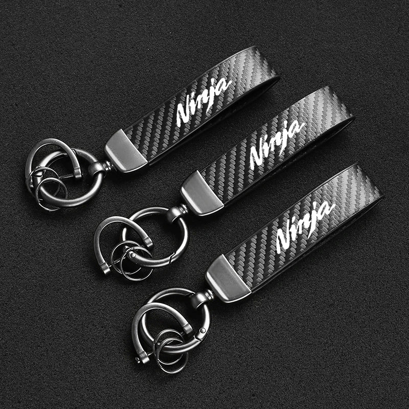 Kawasaki Carbon Fiber Keychain | Microfiber Leather Key Ring for Z400 Z900 Z800 Z75 additional angle