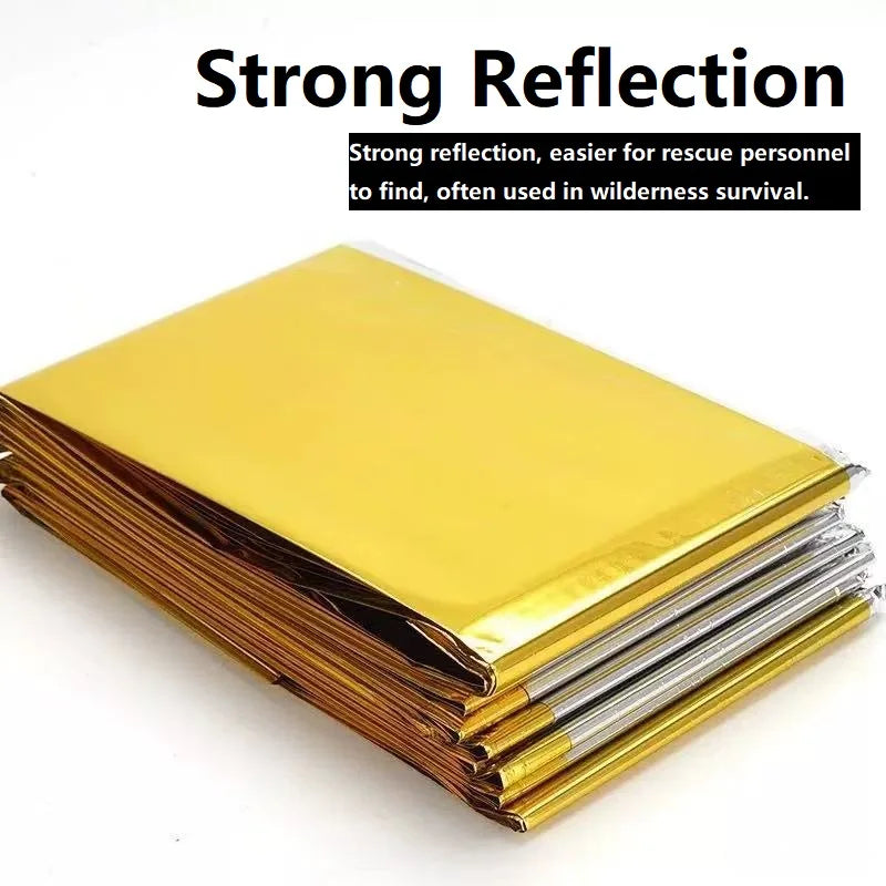 Emergency Thermal Survival Blanket | Windproof and Waterproof Foil Blanket for Outd additional angle