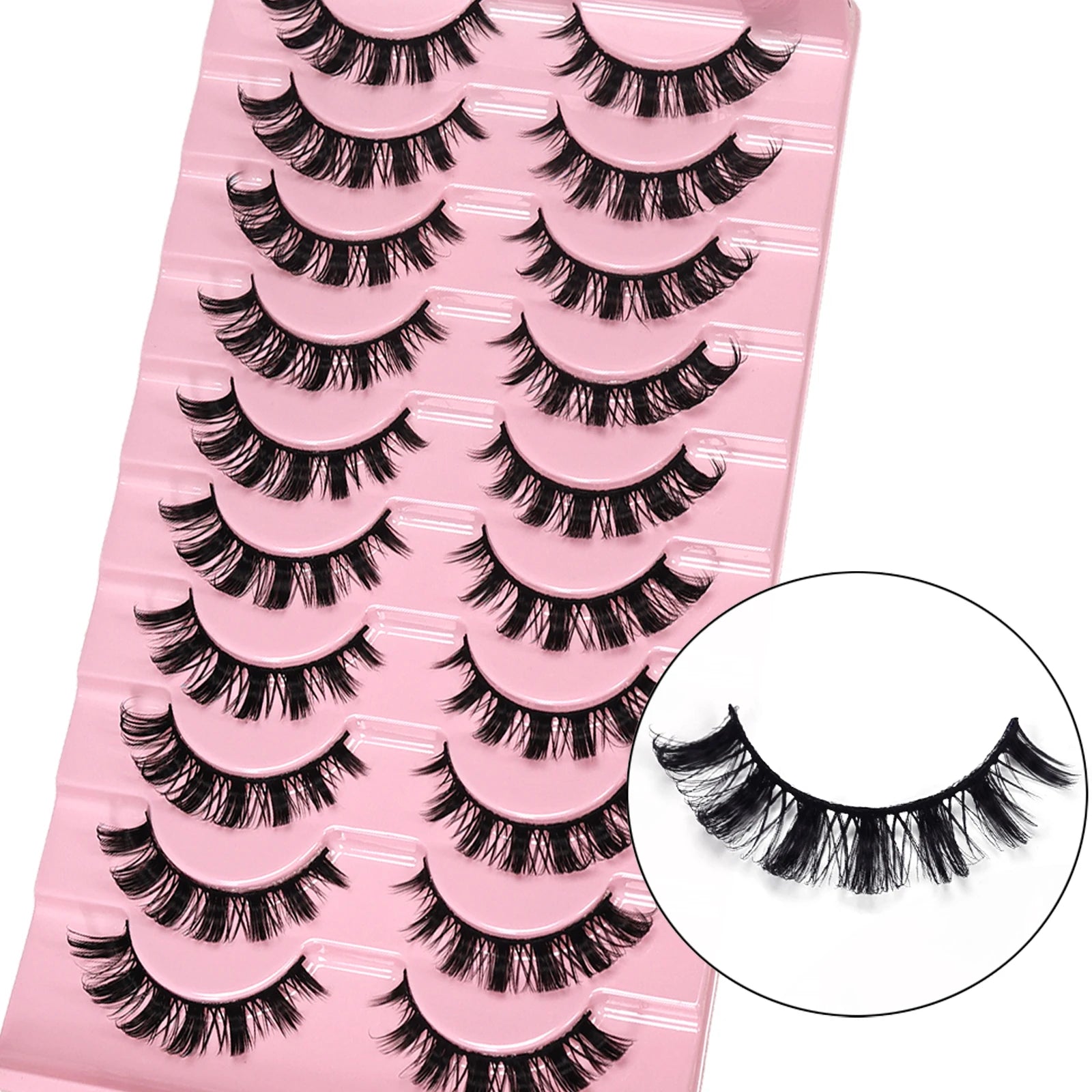 10 Pairs Messy Fluffy Russian False Eyelashes DD Deep Curl Hybrid Faux Mink Volume St lifestyle view