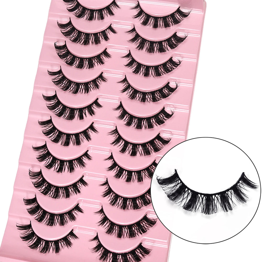10 Pairs Messy Fluffy Russian False Eyelashes DD Deep Curl Hybrid Faux Mink Volume St lifestyle view
