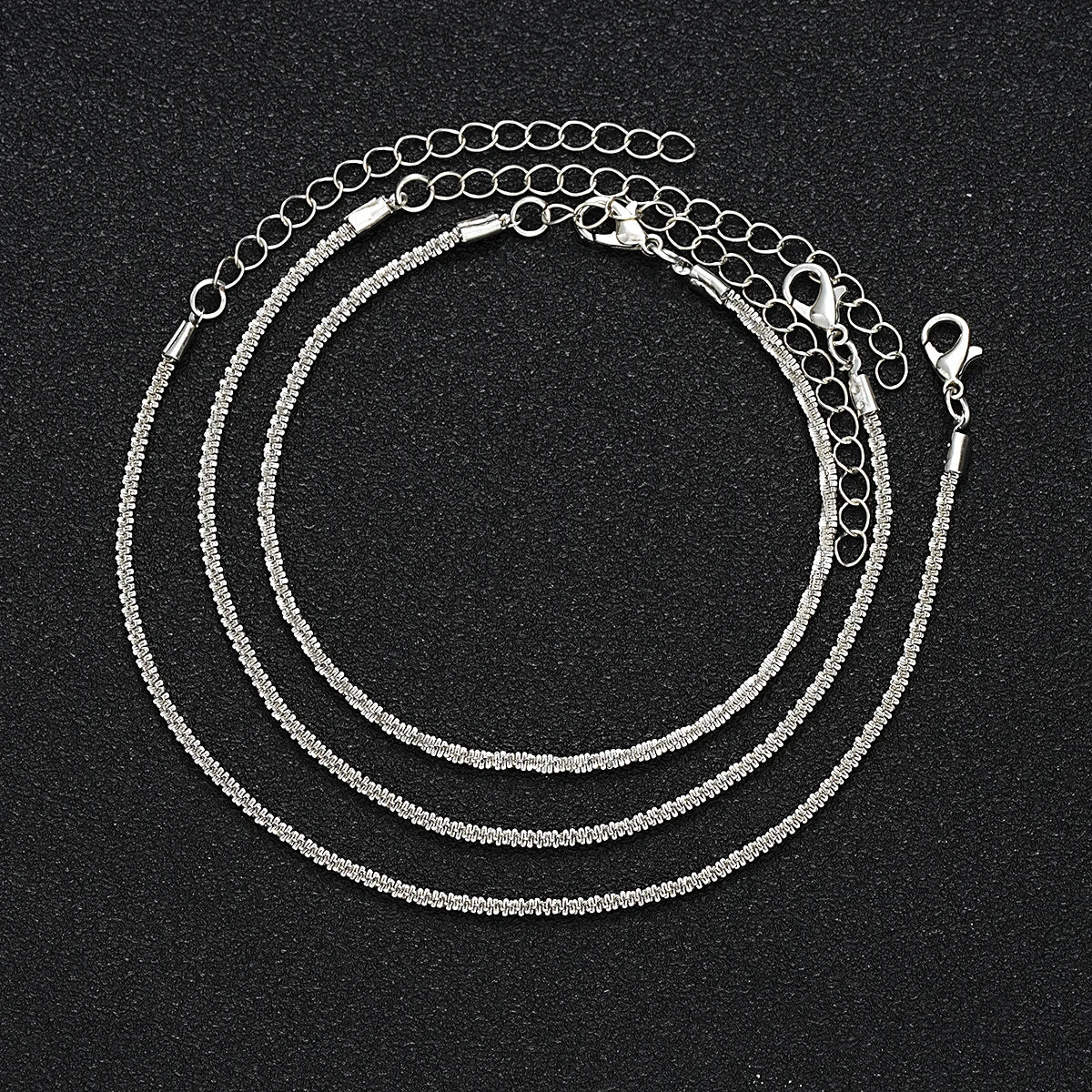 3pcs Simple Wave Glitter Anklet Set For Women Silver Color Sparkling Rhinestone Bracelet On Leg Trendy Summer Beach Jewelry 2024