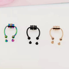 Gothic Magnet Fake Nose Ring Non Piercing Nose Clip Stainless Steel Fake Piercing Hoo alternate view