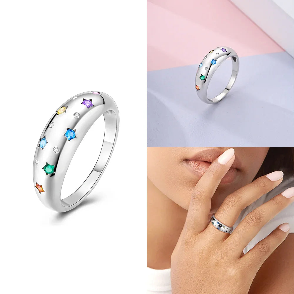 Original Romantic Heart-shaped White Zircon Shell Bowknot Rings 925 Sterling Silver Wome detail view