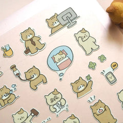 Korean Import Suatelier Cat Daily Life Cartoon Sticker Set | Paper Stickers for Scrapboo detail view
