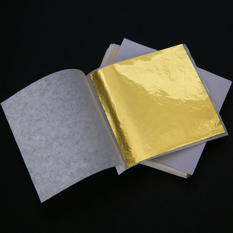 100 Sheets Pure 24K Gold Foil Leaf | For Food Decorations, Gilding, and DIY Crafts close-up view