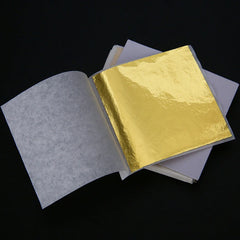 100 Sheets Pure 24K Gold Foil Leaf | For Food Decorations, Gilding, and DIY Crafts close-up view