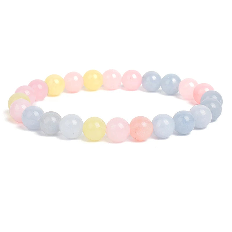 Natural Stone Beads Bracelet For Women Men Amethysts Crystal Quartzs Aquamarines Jade alternate view