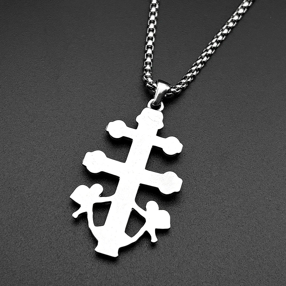 Catholic INRI Caravaca Cross Jesus Crucifix Cherub Angel Pendant Necklace for Women M alternate view