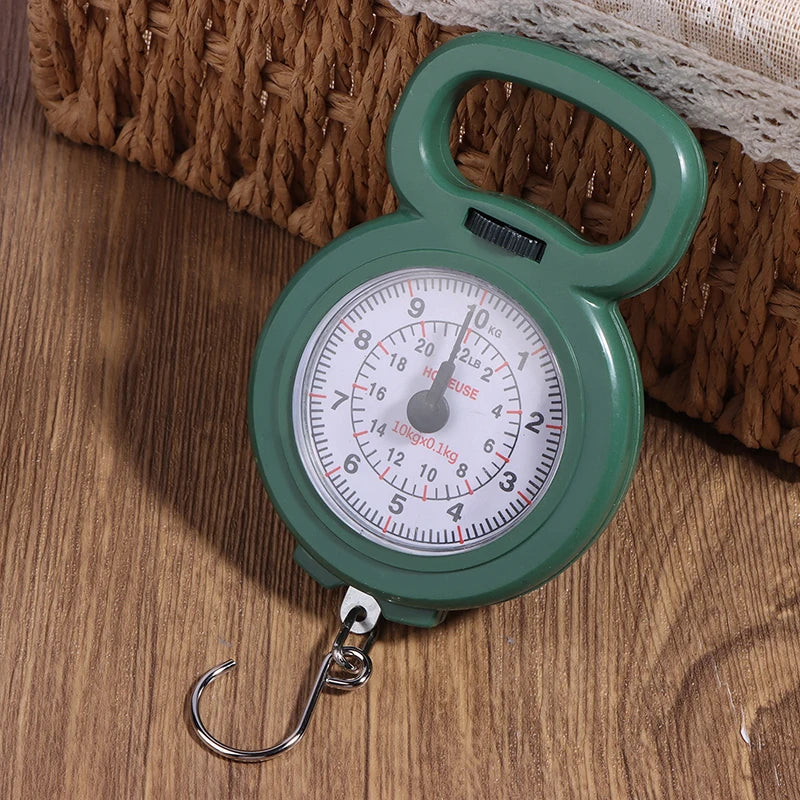 Portable 10kg Spring Hanging Scale | Mini Digital Food and Luggage Scale close-up view