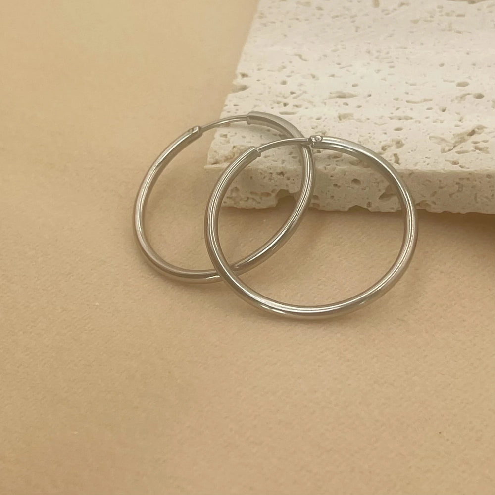 Stainless Steel 12-70mm Minimalist Big Circle Hoop Earrings for Women Trendy Gold Col lifestyle view